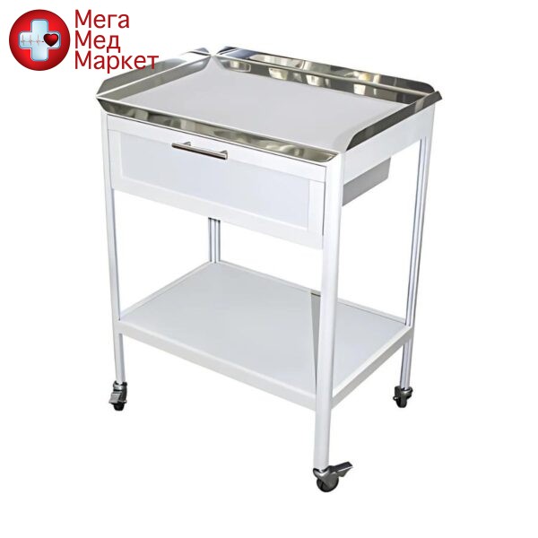 Столик маніпуляційний пересувний, стільниця з нержавіючої сталі СМ-3к