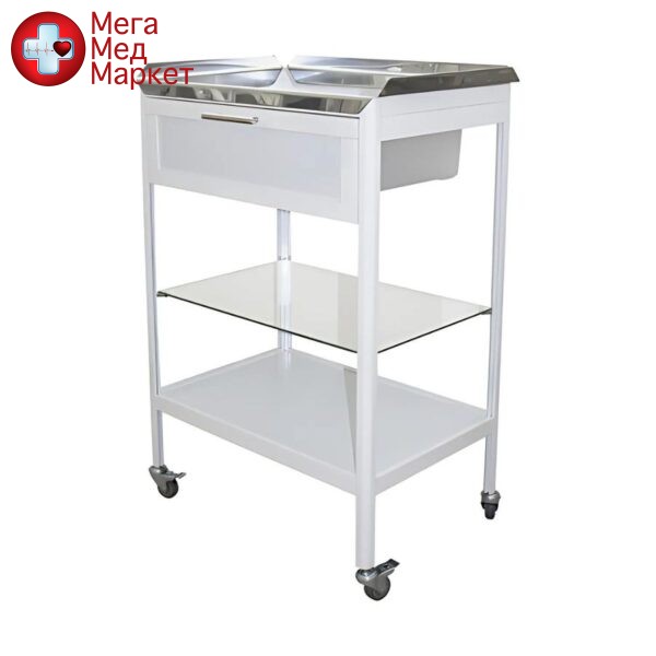 Столик маніпуляційний пересувний, стільниця з нержавіючої сталі СМ-4к